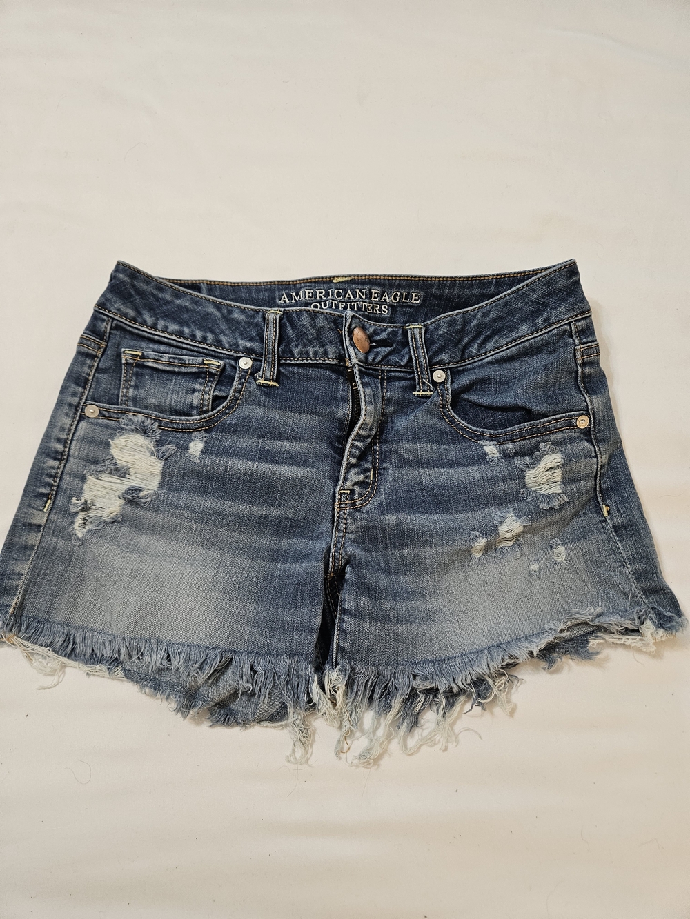 American Eagle Outfitters Distressed Denim Jean Shorts - Blue Wash